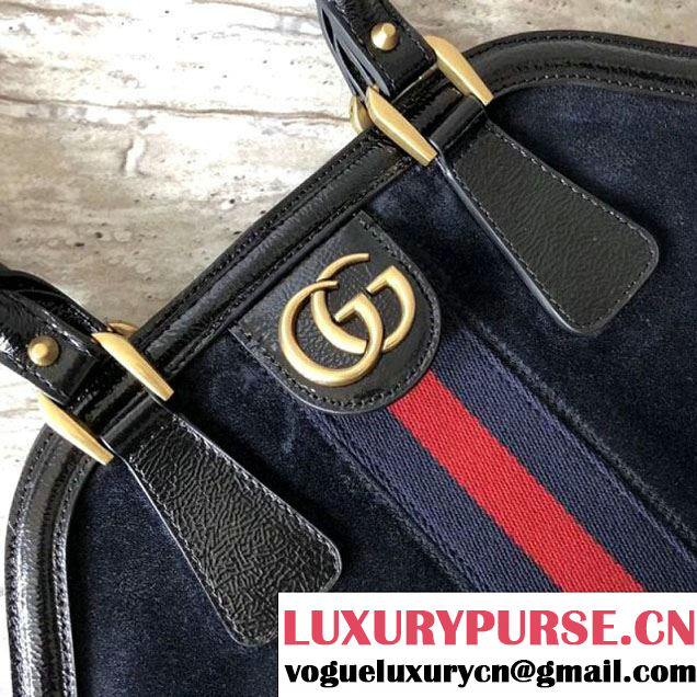 Gucci Suede Dark Blue/Black Tote Bag - Spring 2018 (SLP-7120535 )