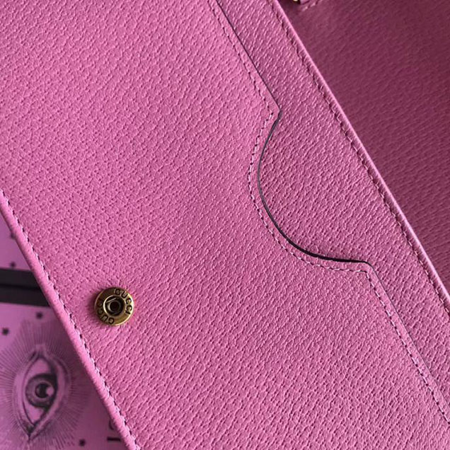 Gucci Leather Mini Chain Bag With Double G And Crystals 499782 Pink Leather