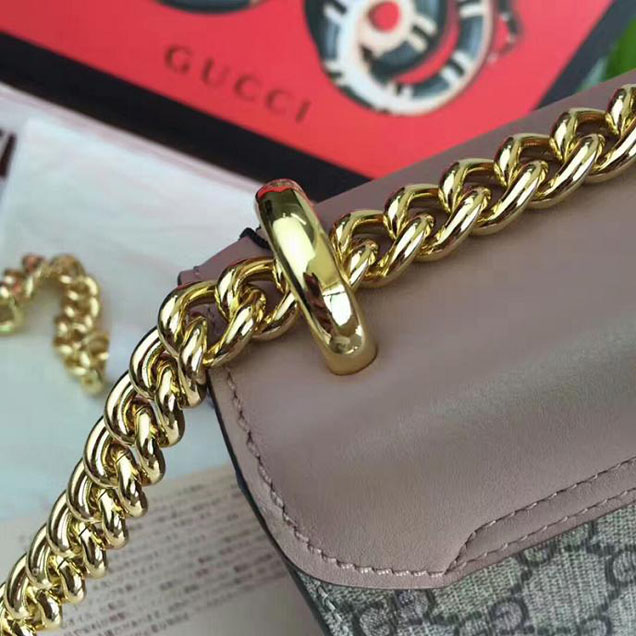 Gucci Padlock Studded GG Supreme Shoulder Bag 432182 Pink