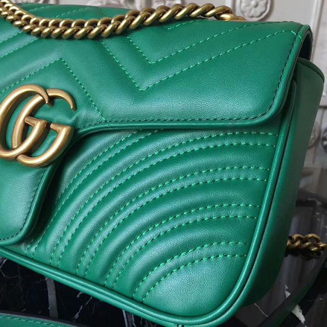 Gucci GG Marmont Matelasse Shoulder Bag 443497 26cm Green