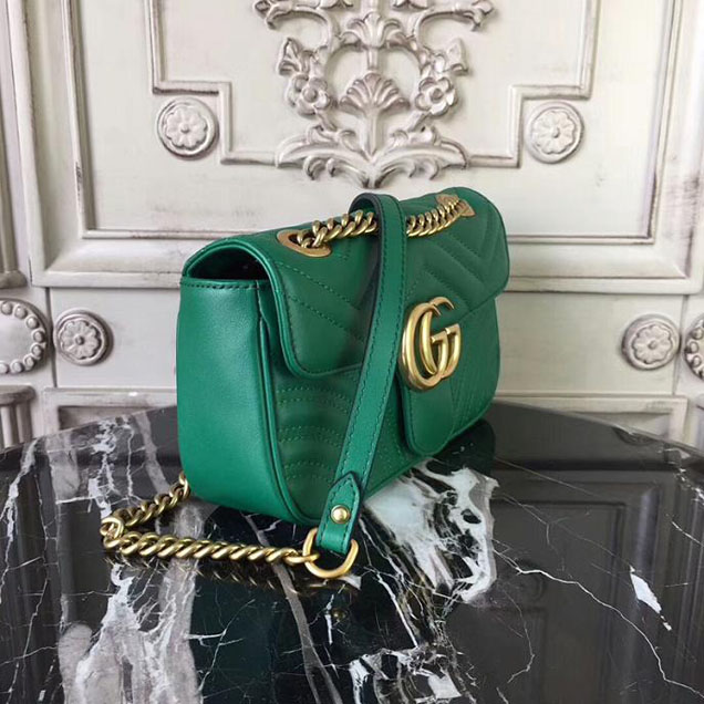 Gucci GG Marmont Matelasse Mini Bag 446744 22cm Green