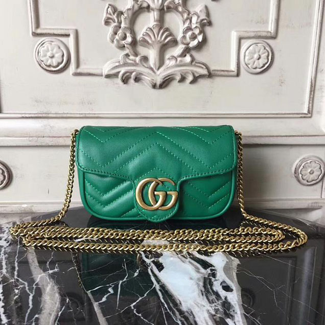 Gucci GG Marmont Matelasse Mini Shoulder Bag 17cm Green
