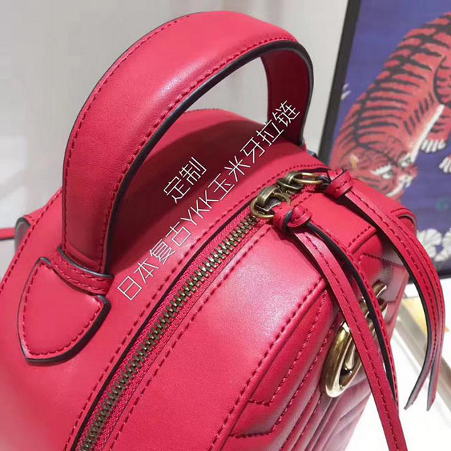 Gucci GG Marmont Quilted Leather Backpack 476671 Red