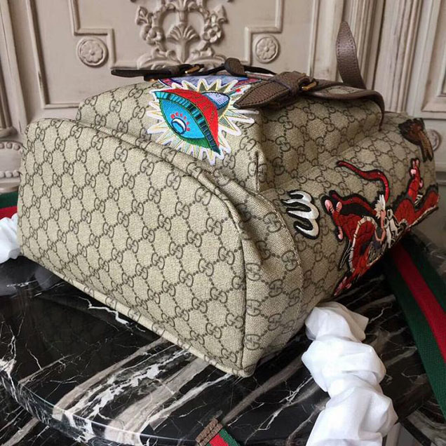 Gucci Soft GG Supreme Backpack Wth Appliques 473869