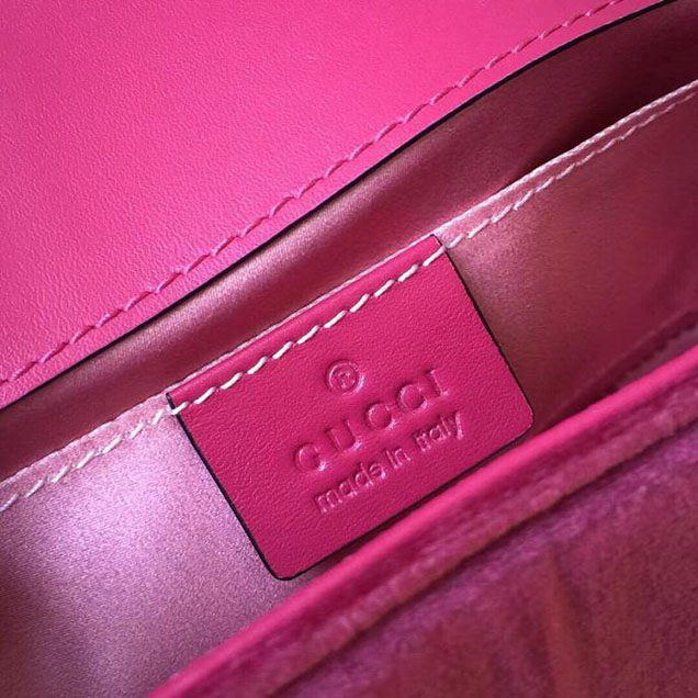 Gucci Marmont Chevron Velvet Shoulder Bag 446744 22cm Fuchsia