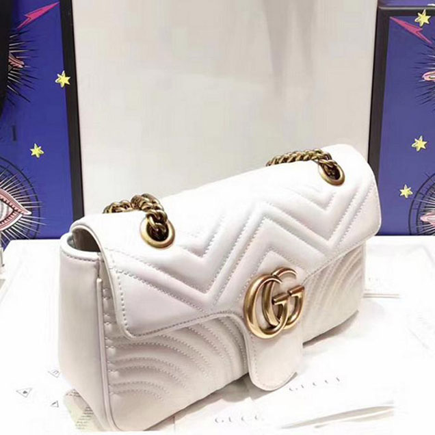 Gucci GG Marmont Matelasse Shoulder Bag 443497 26cm White