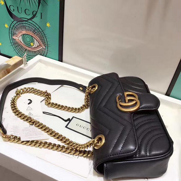 Gucci GG Marmont Matelasse Mini Bag 446744 22cm Black