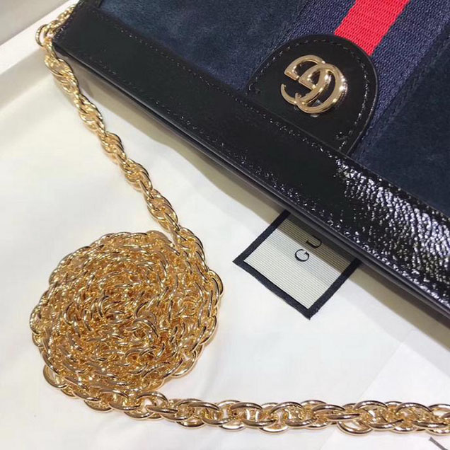 Gucci Ophidia Small Shoulder Bag 503877 Blue Suede