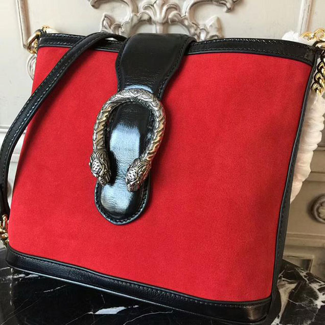 Gucci Dionysus Medium Bucket Bag 499622 Hibiscus Red Suede