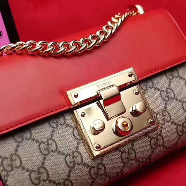 Gucci Padlock Small GG Shoulder Bag 409487 Red