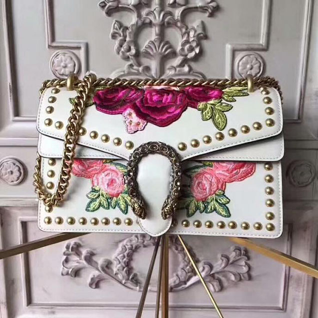Gucci Dionysus Small Shoulder Bag 400249 28cm White Leather