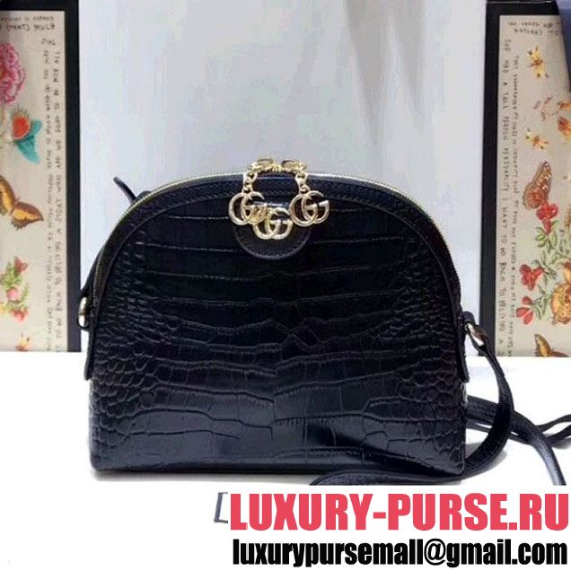 Gucci Ophidia Crocodile Pattern Small Shoulder Bag 499621 Black 2018 (SPM-8010522 )
