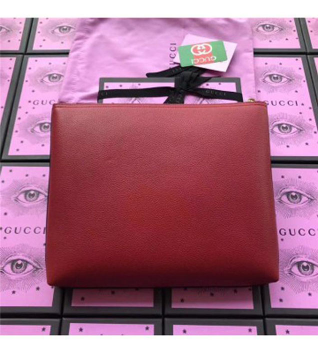 GUCCI 500981 Gucci Print Leather Medium Portfolio Red