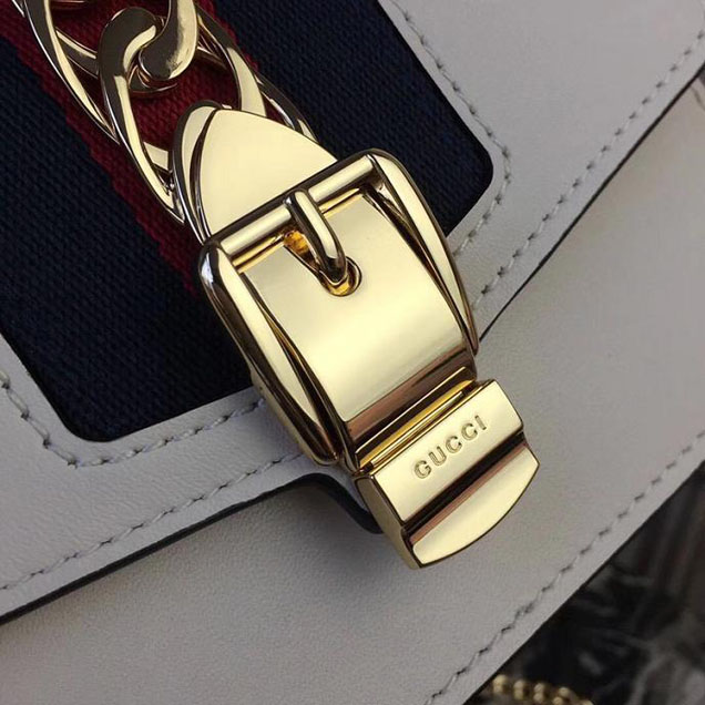 Gucci Sylvie Leather Mini Chain Bag 494646 White