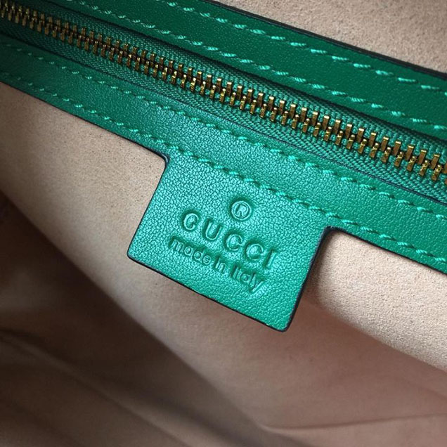 Gucci GG Marmont Chevron Quilted Top Handle Camera Bag 26cm with Sylvie Web Strap Calfskin Leather 498100 Spring Summer 2018 Collection Green