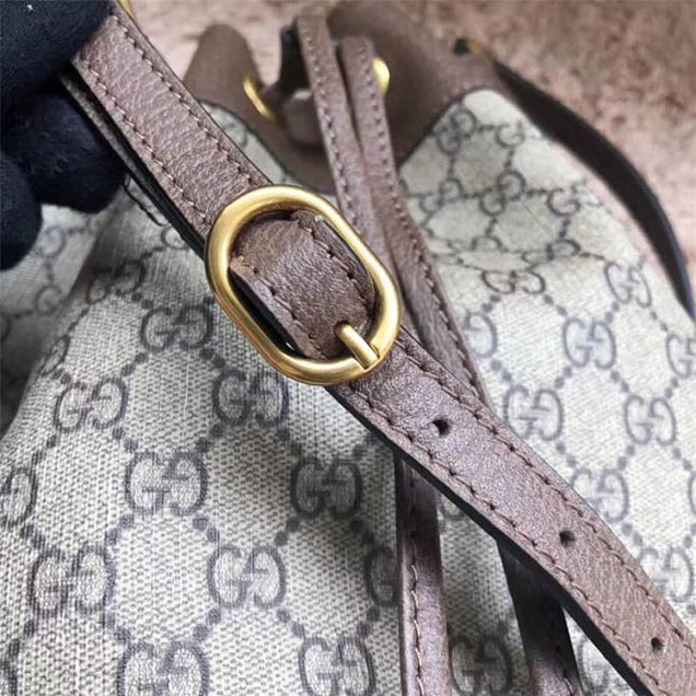 Gucci GG Supreme Canvas Bucket Bag with Web 2018
