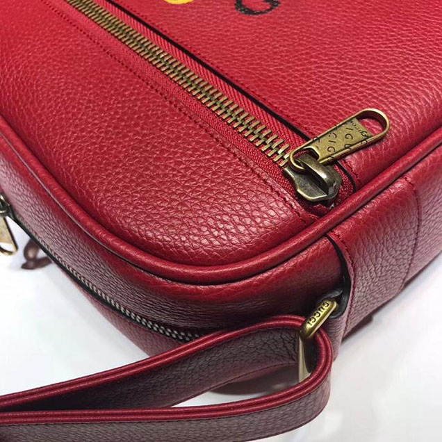Gucci Leather Print Shoulder Bag 523589 Red 2018