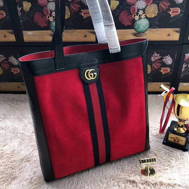 Gucci Ophidia Suede Large Tote 519335 Red