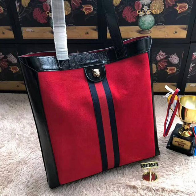 Gucci Ophidia Suede Large Tote 519335 Red