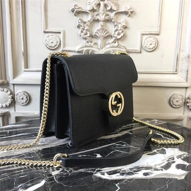 Gucci GG Leather Small Shoulder Bag 510304 Black 2018
