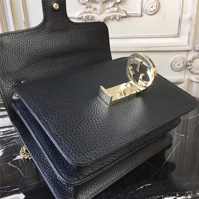Gucci GG Leather Small Shoulder Bag 510304 Black 2018