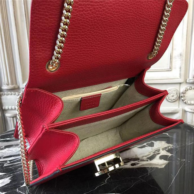 Gucci GG Leather Small Shoulder Bag 510304 Red 2018