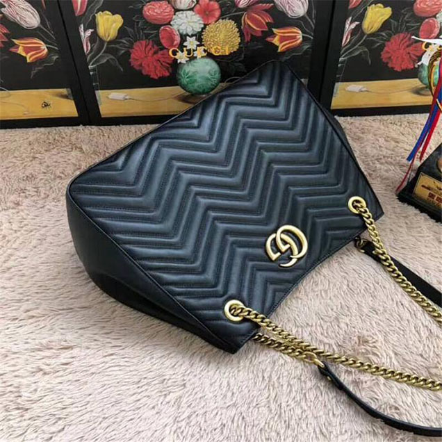 Gucci GG Marmont Medium Matelasse Shoulder Bag 453569 Black