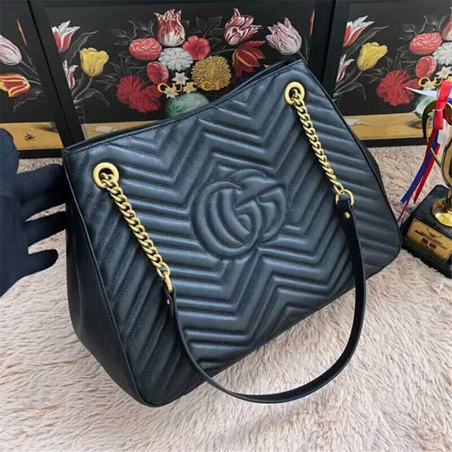 Gucci GG Marmont Medium Matelasse Shoulder Bag 453569 Black