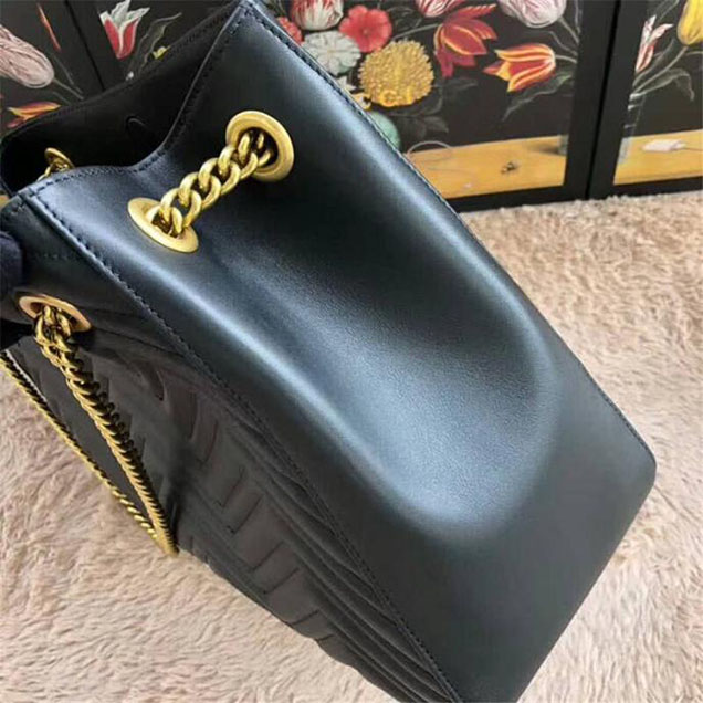 Gucci GG Marmont Medium Matelasse Shoulder Bag 453569 Black