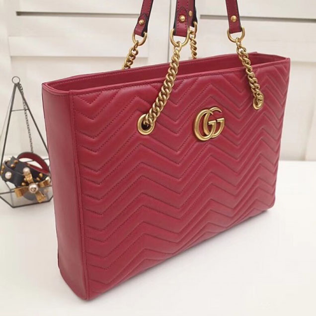 Gucci GG Marmont Matelassé Medium Tote Bag 524578 Red 2018