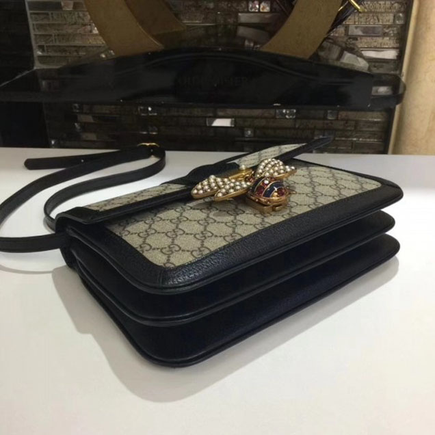 Gucci Queen Margaret GG Supreme Medium Shoulder Bag 524356 Black 2018 Collection