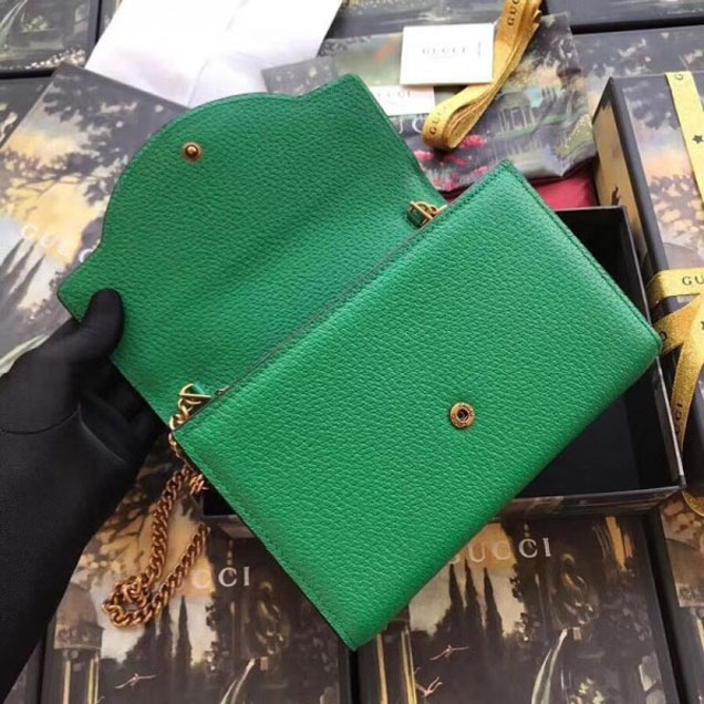 Gucci Embroidered Leather Mini Shoulder Bag 499314 Green 2018 Collection