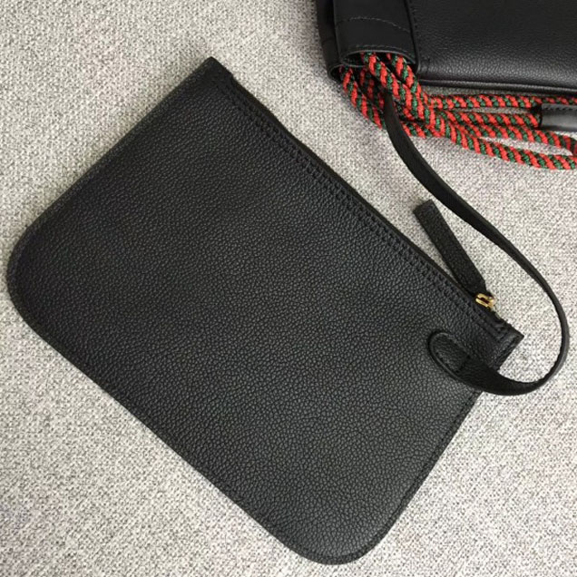 Gucci Print Leather Vintage Logo Drawstring Small Backpack Bag 523586 Black 2018