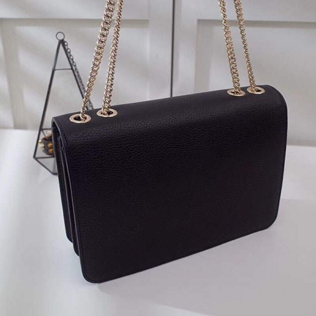 Gucci Interlocking G Buckle Chain Leather Shoulder Large Bag 510303 Black 2018