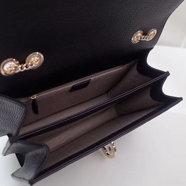 Gucci Interlocking G Buckle Chain Leather Shoulder Large Bag 510303 Black 2018