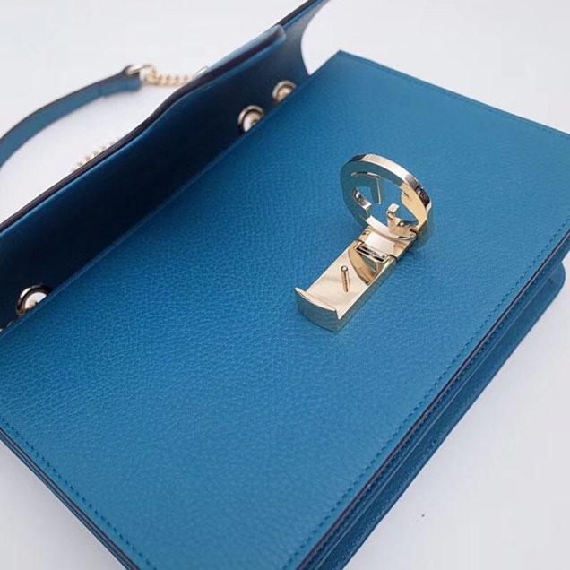 Gucci Interlocking G Buckle Chain Leather Shoulder Large Bag 510303 Cyan 2018