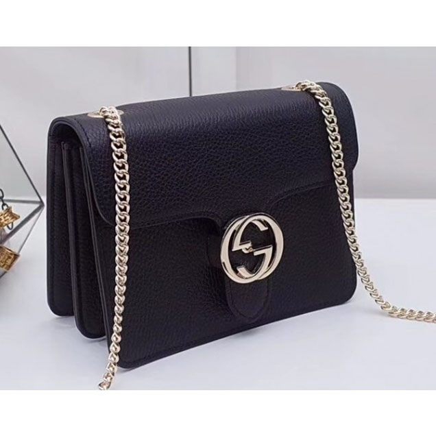 Gucci Interlocking G Buckle Chain Leather Shoulder Small Bag 510304 Black 2018