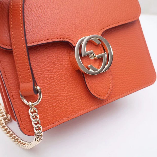 Gucci Interlocking G Buckle Chain Leather Shoulder Small Bag 510304 Orange 2018