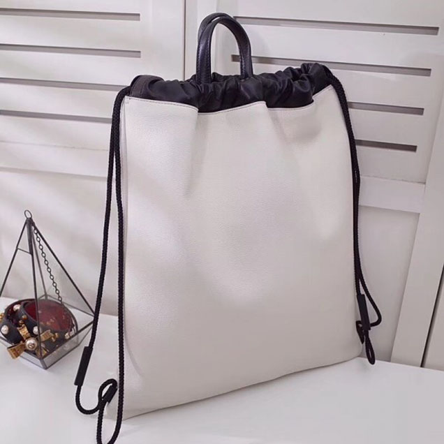 Gucci Print Leather Vintage Logo Drawstring Backpack Bag 494053 White 2018