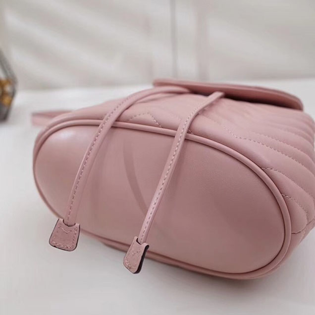 Gucci GG Marmont Matelassé Chevron Leather Backpack Bag 528129 Pink 2018