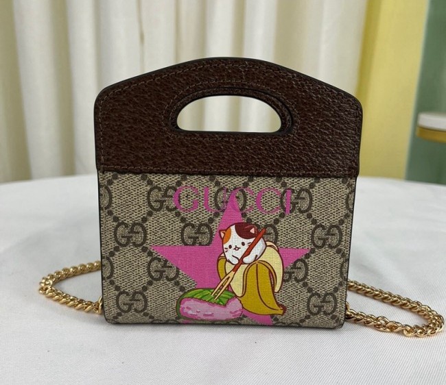 Gucci and Star Bananya Print GG Canvas Top handle Mini bag 701066 Brown 2022