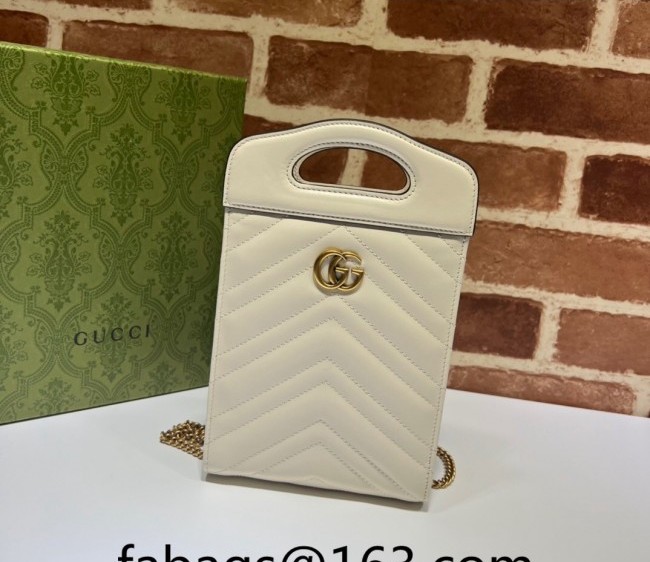 Gucci GG Marmont Leather Mini Top Handle Bag ?699756 White 2022