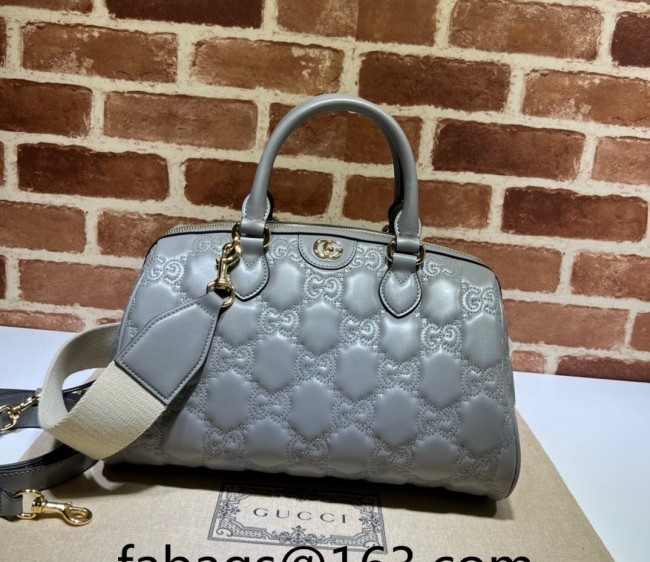 Gucci GG Matelasse Leather Top Handle Bag ?702242 Dusty Grey 2022