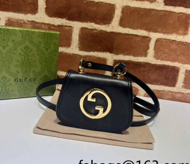 Gucci Blondie Leather Card Case Wallet with Interlocking G 698635 Black 2022