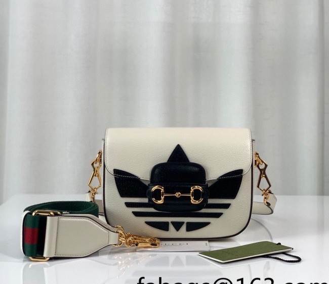 adidas x Gucci Horsebit 1955 Mini Bag in Trefoil Print Leather ?658574 White 2022