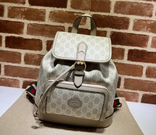Gucci Canvas Backpack with Interlocking G 674147 Beige/White 2022