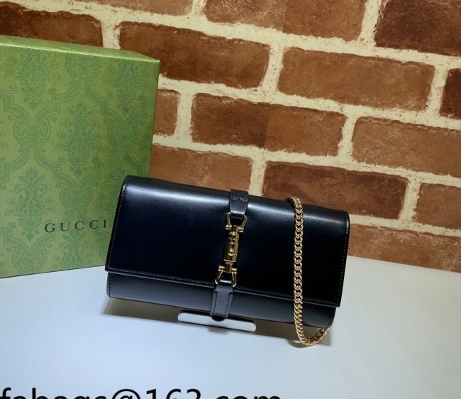 Gucci Jackie 1961 Leather Chain Wallet 652681 Black 2022