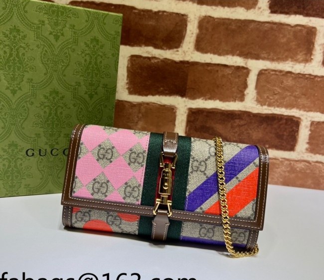 Gucci Jackie 1961 Geometric Print GG Canvas Chain Wallet 652681 2022
