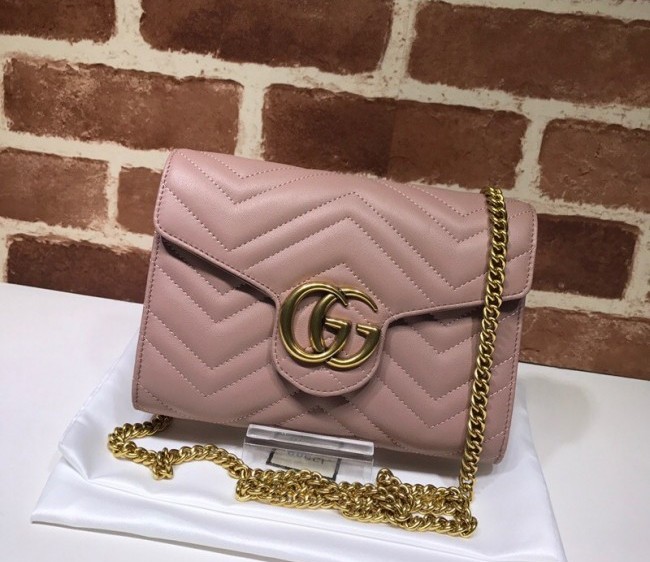 Gucci GG Marmont Matelasse Leather Chain Mini Bag 474575 Nude Pink 2022
