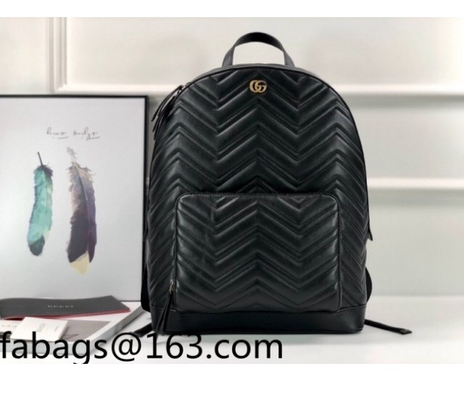 Gucci Chevron Leather Large Backpack 523405 Black 2022